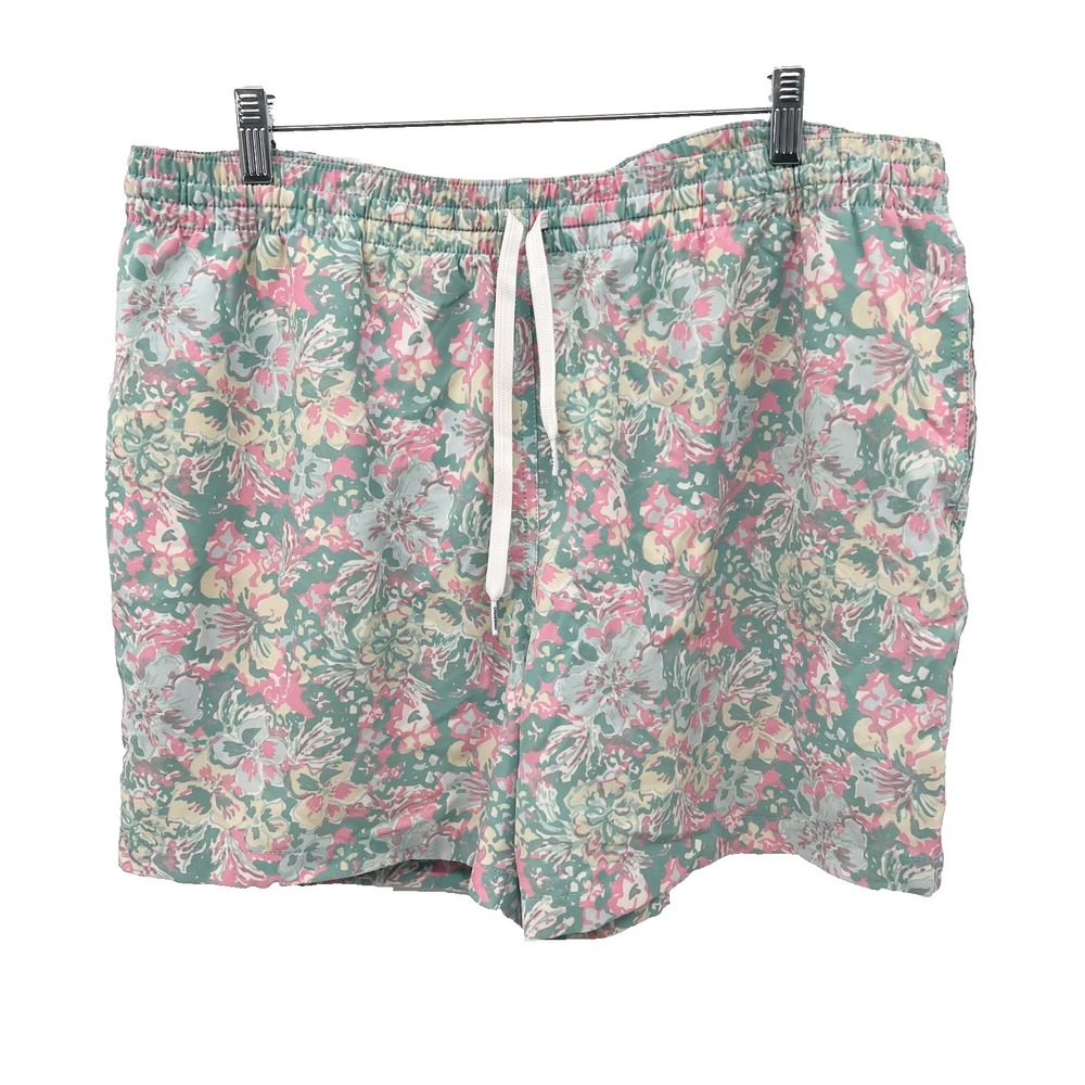 CHUBBIES Men's XL Pastel Floral Print 5.5" Mesh Brief-Lined Swim Trunks Pockets